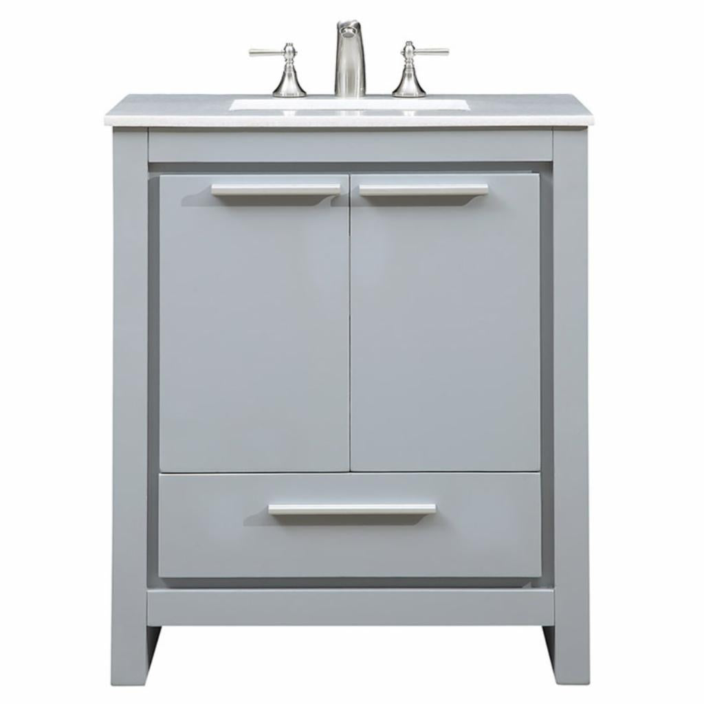 Single Sink Vanities: 30 in. Grey Single Bathroom Vanity Set