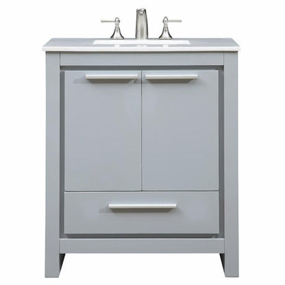 Single Sink Vanities: 30 in. Grey Single Bathroom Vanity Set