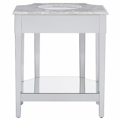 Single Sink Vanities: 32 in. Marble Topped Mirrored Vanity with Sink