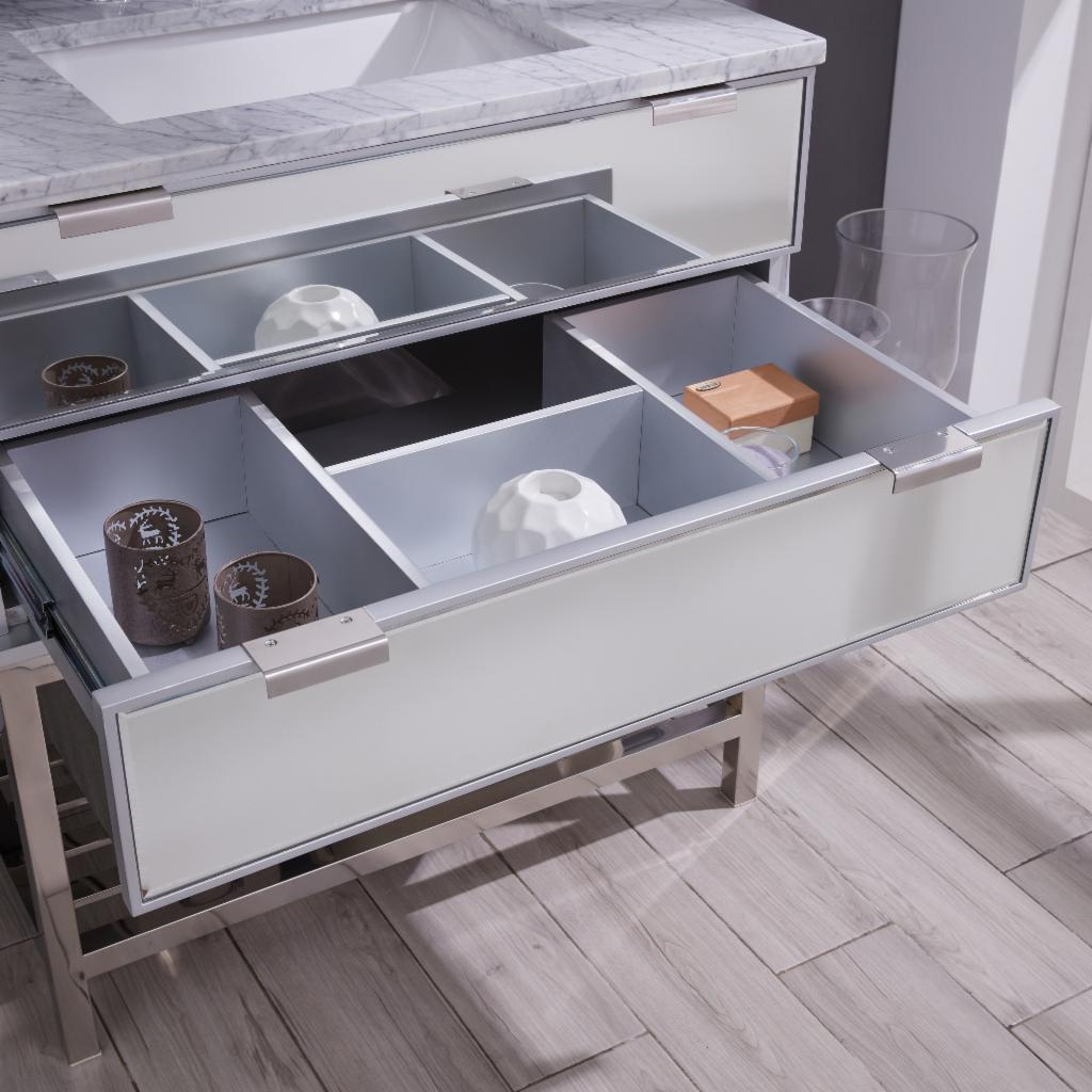 Single Sink Vanities: 32 in. Marble Topped Mirrored Vanity with Sink