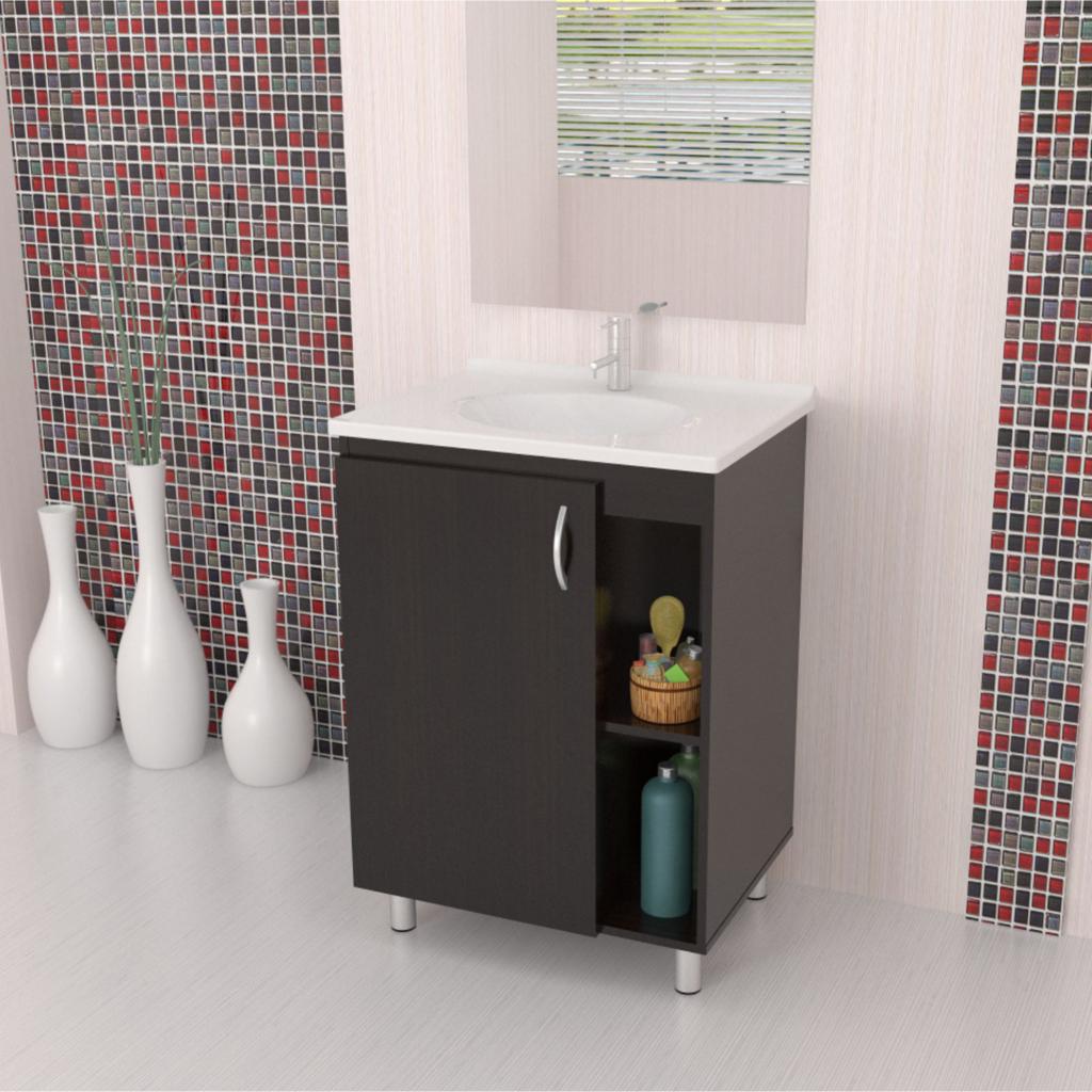 Single Sink Vanities: Espresso Bathroom Vanity with Metal Feet