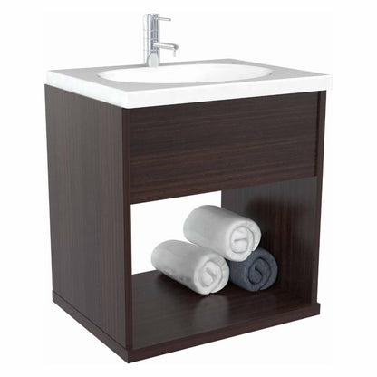 Single Sink Vanities: Espresso Wall Mounted Bathroom Vanity 