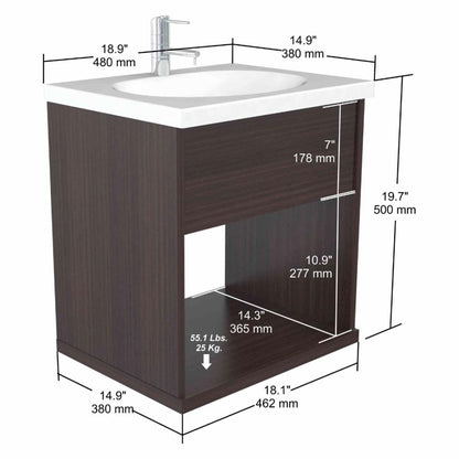 Single Sink Vanities: Espresso Wall Mounted Bathroom Vanity 