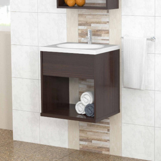 Single Sink Vanities: Espresso Wall Mounted Bathroom Vanity 