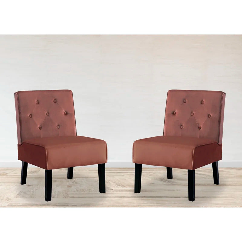 Slipper Chair: 21'' Wide Tufted Velvet Slipper Chair (Set of 2)