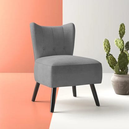 Slipper Chair: 22.5'' Wide Tufted Velvet Slipper Chair