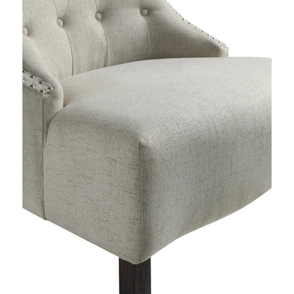 Slipper Chair: 27'' Wide Tufted Linen Slipper Chair
