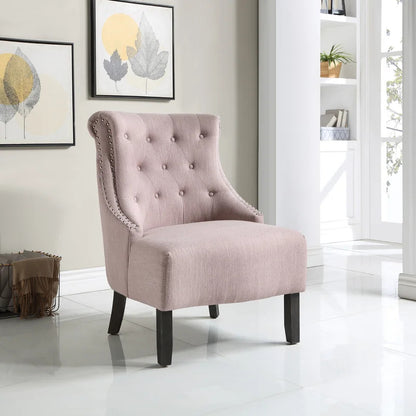 Slipper Chair: 27'' Wide Tufted Linen Slipper Chair
