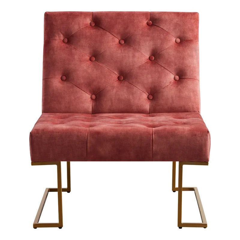 Slipper Chair: 29.33'' Wide Tufted Velvet Slipper Chair