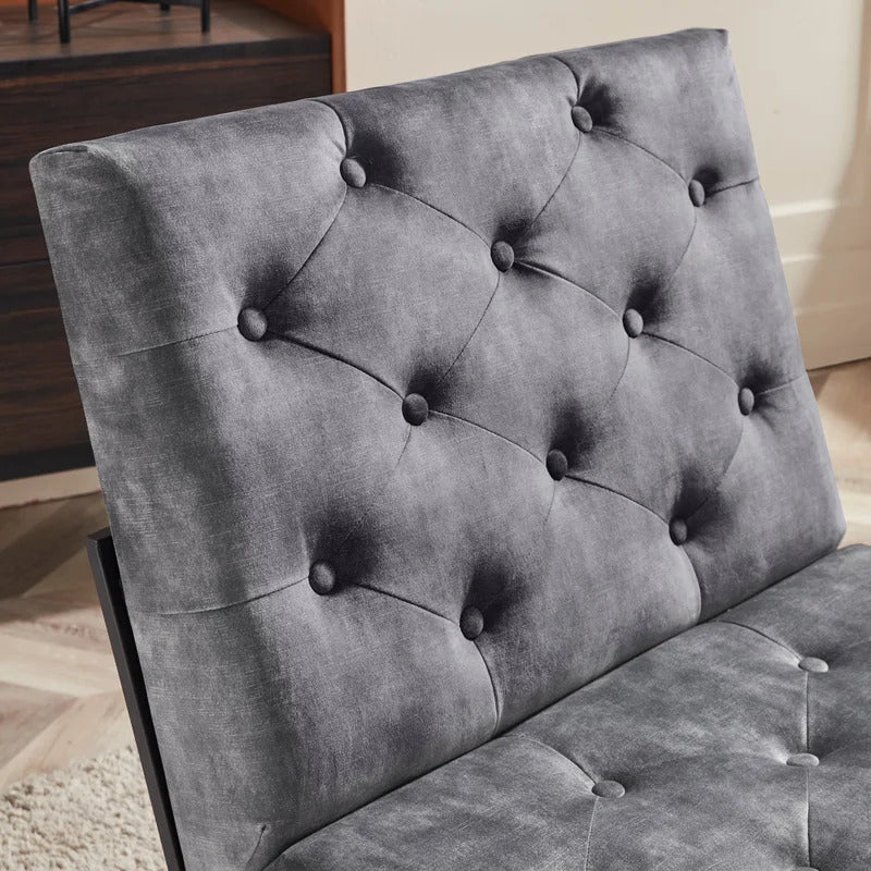 Slipper Chair: 29.33'' Wide Tufted Velvet Slipper Chair