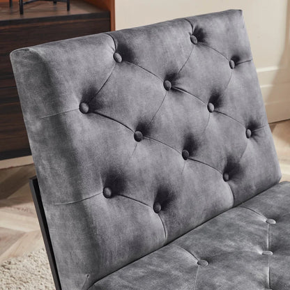 Slipper Chair: 29.33'' Wide Tufted Velvet Slipper Chair