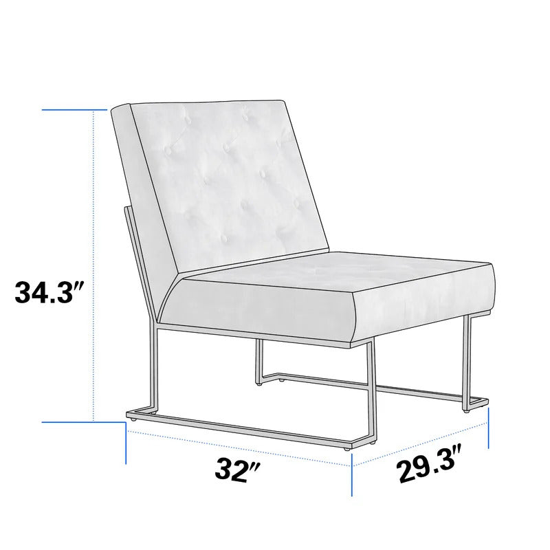 Slipper Chair: 29.33'' Wide Tufted Velvet Slipper Chair