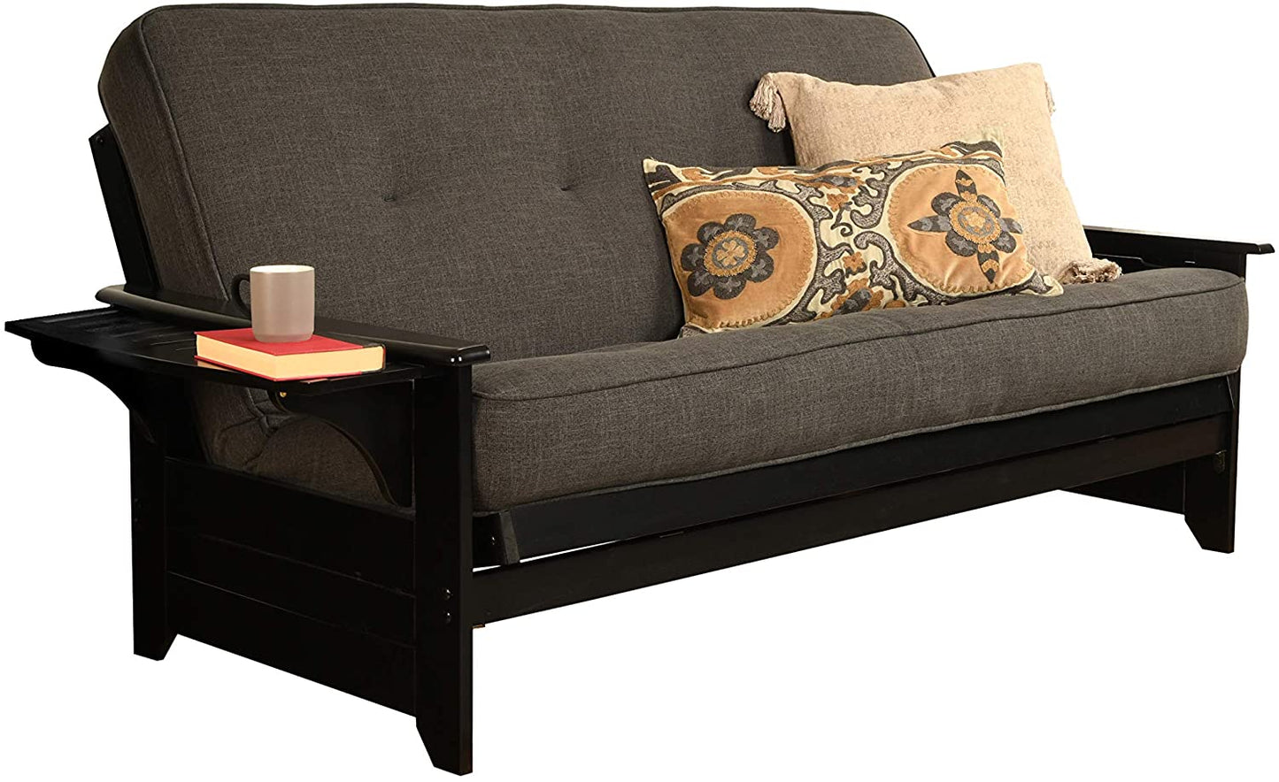 Sofa Cum Beds Black Finish, Linen Charcoal 