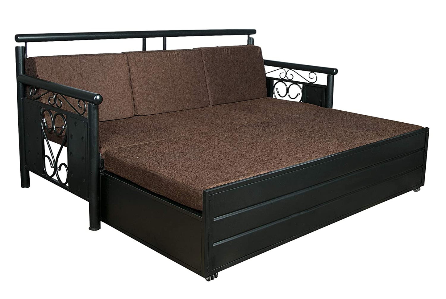Sofa Cum Beds: Brown Sofa Cum Bed with Hydraulic Storage