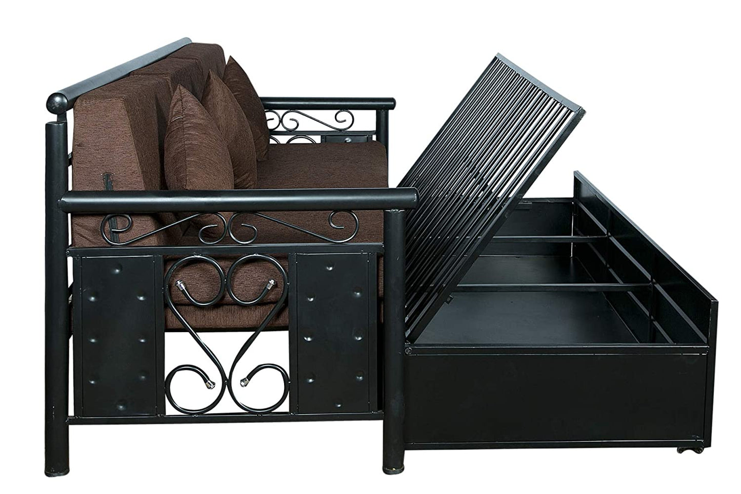 Sofa Cum Beds: Brown Sofa Cum Bed with Hydraulic Storage
