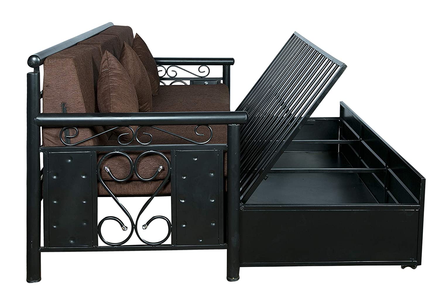 Sofa Cum Beds: Brown Sofa Cum Bed with Hydraulic Storage
