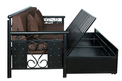Sofa Cum Beds: Brown Sofa Cum Bed with Hydraulic Storage