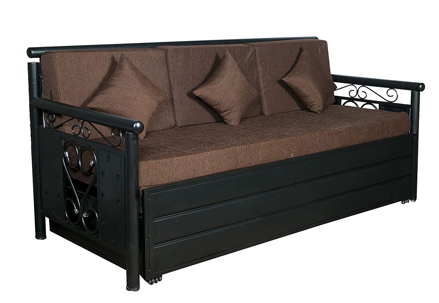 Sofa Cum Beds: Brown Sofa Cum Bed with Hydraulic Storage