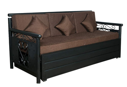 Sofa Cum Beds: Brown Sofa Cum Bed with Hydraulic Storage