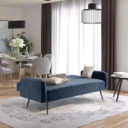 Sofa Cum Beds Convertible Sofa Bed & Couch, Blue Velvet Futon 