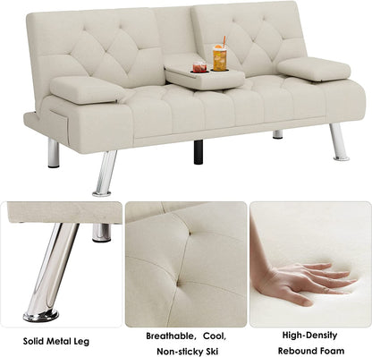 Sofa Cum Beds Fabric Couch for Compact  Metal Legs
