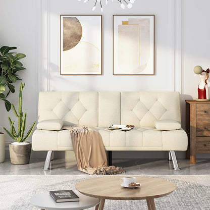 Sofa Cum Beds Fabric Couch for Compact  Metal Legs