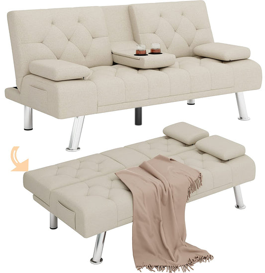 Sofa Cum Beds Fabric Couch for Compact  Metal Legs