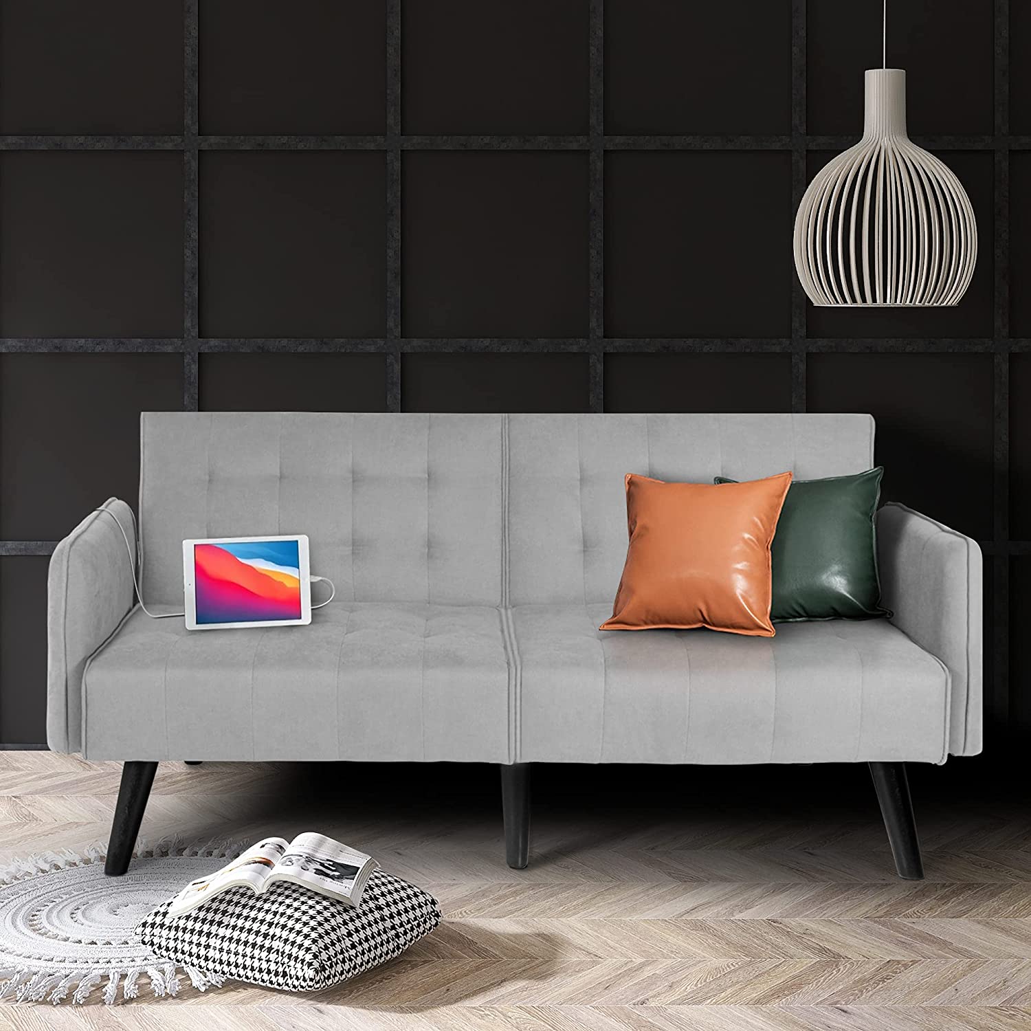 Sofa Cum Beds Furniture for Small Space, Apartment, Dorm, Living Room, Office, Light Grey