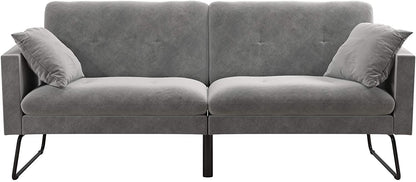 Sofa Cum Beds Pillows Velvet Futon, Gray 
