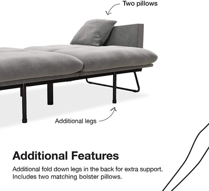 Sofa Cum Beds Pillows Velvet Futon, Gray 