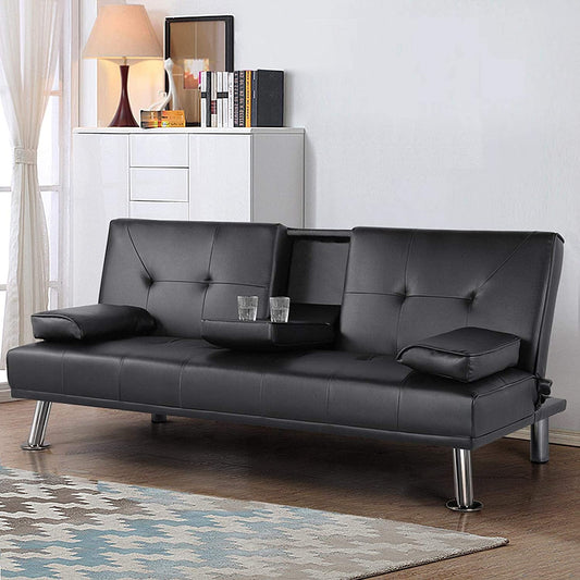 Sofa Cum Beds Reversible Daybed Guest Bed, 3 Angles Adjustable , Black 