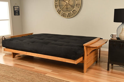 Sofa Cum Beds Set in Butternut Finish, Suede Black 