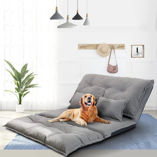 Sofa Cum Beds Sofa Cum Beds Bed Legs Upholstered Microfiber Sleeper Adjustable, Blue 