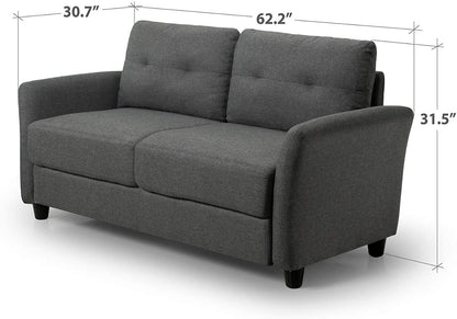 2 Seater Sofa : Loveseat Sofa Tufted Cushions Lyon Blue