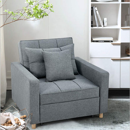 Sofa Chair:  Dark Gray  Fabric Convertible Sleeper Chair Sofa Bed