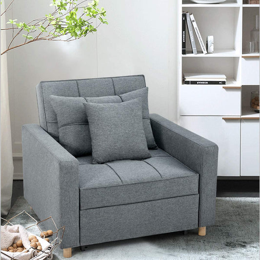 Sofa Chair:  Dark Gray  Fabric Convertible Sleeper Chair Sofa Bed