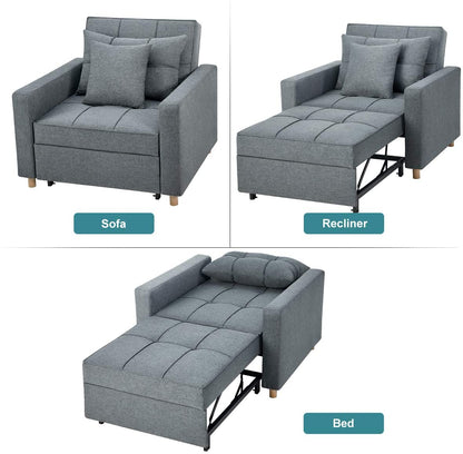 Sofa Chair:  Dark Gray  Fabric Convertible Sleeper Chair Sofa Bed