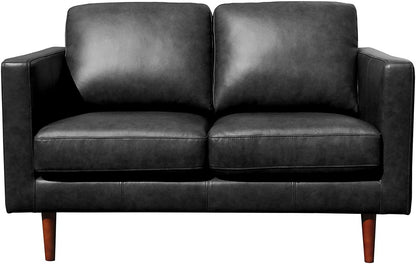 2 Seater Sofa : Modern Black Leatherette Sofa Set