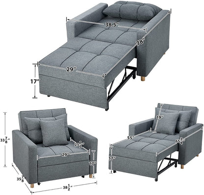 Sofa Chair:  Dark Gray  Fabric Convertible Sleeper Chair Sofa Bed