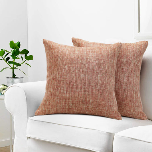  Solid Jute Cushion Covers Orange (Set of 5)