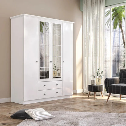 4 Door Wardrobe: Standard 4 Door Manufactured Wood Wardrobe