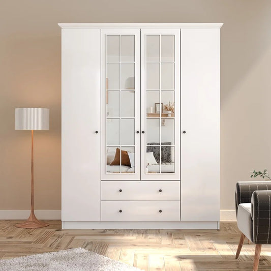4 Door Wardrobe: Standard 4 Door Manufactured Wood Wardrobe