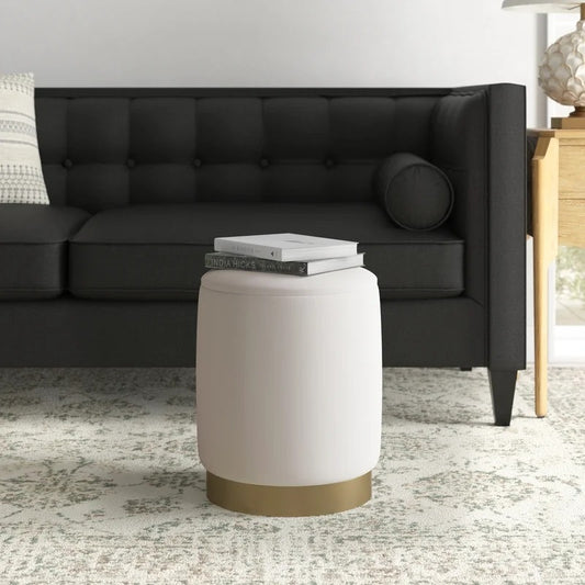 Storage Ottomans: 14'' Wide Round Storage Ottoman with Storage