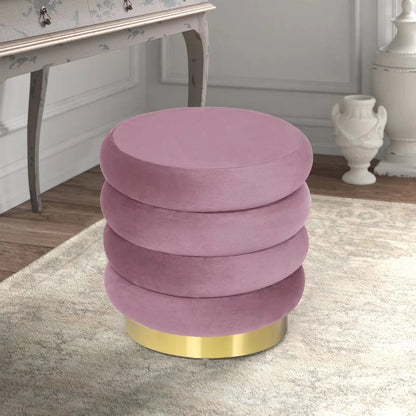 Storage Ottomans: 15.9'' Wide Velvet Round Storage Ottoman with Storage