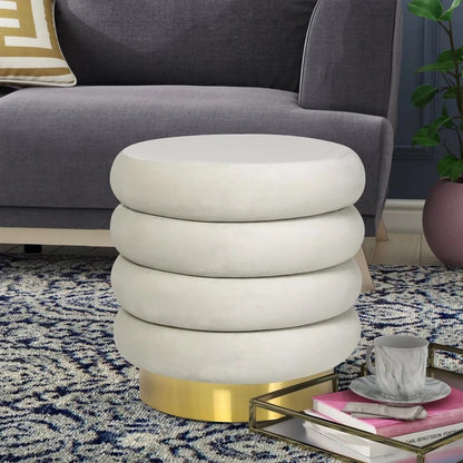 Storage Ottomans: 15.9'' Wide Velvet Round Storage Ottoman with Storage
