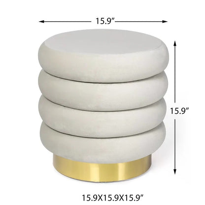 Storage Ottomans: 15.9'' Wide Velvet Round Storage Ottoman with Storage