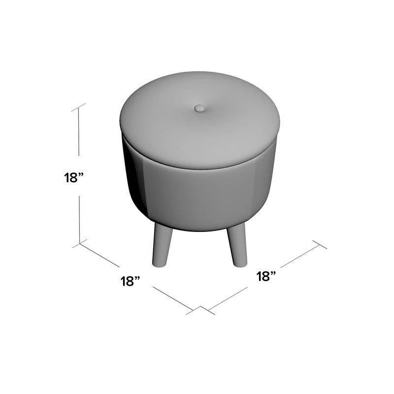 Storage Ottomans: 18'' Wide Tufted Round Footstool with Storage