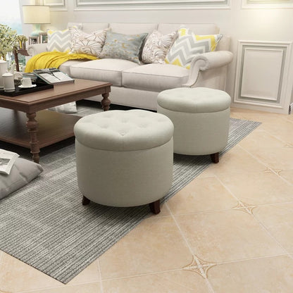 Storage Ottomans 19.7'' Wide Tufted Round Storage Ottoman with Storage