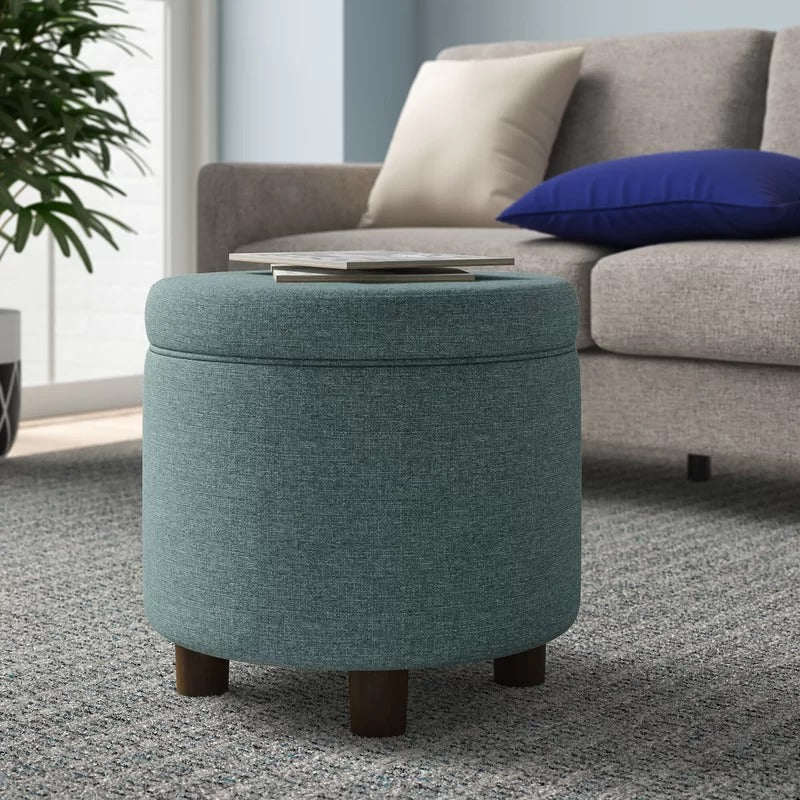 Storage Ottomans: 19'' Wide Round Storage Ottoman with Storage