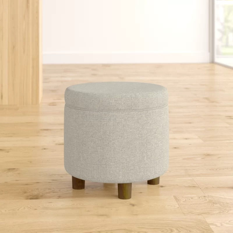 Storage Ottomans: 19'' Wide Round Storage Ottoman with Storage